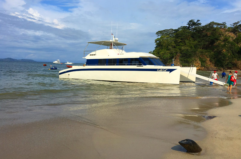 Costa Cat catamaran. La Tortuga Island, Costa Rica. Photo by Ayesha Hakki